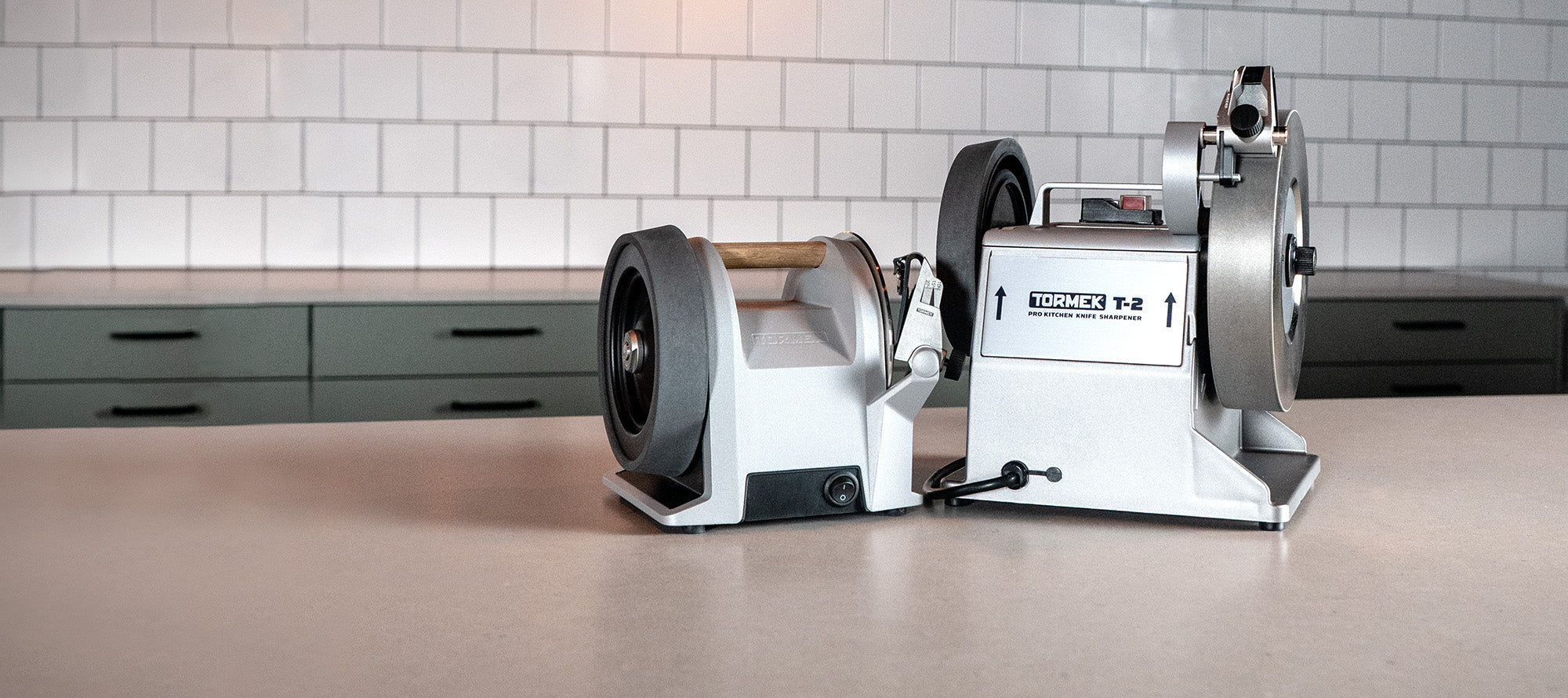 Tormek T-1 Kitchen Knife Sharpener and Tormek T-2 Pro Kitchen Knife Sharpener in kitchen