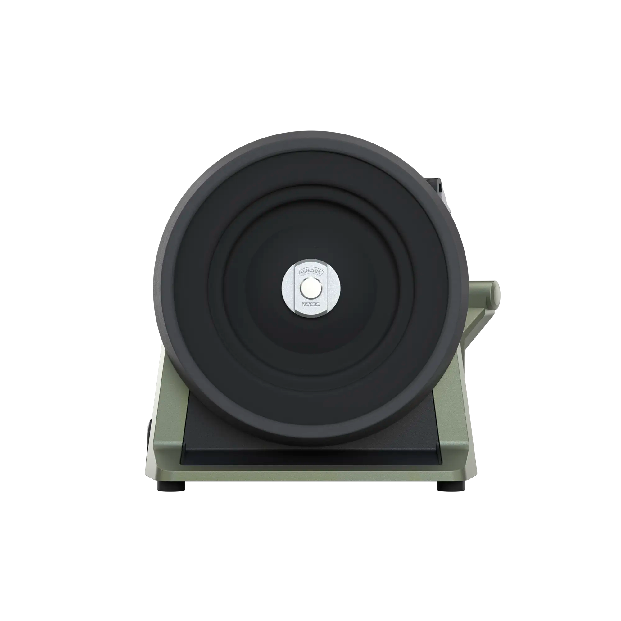 Tormek T-1 in Ash Green from side with honing wheel